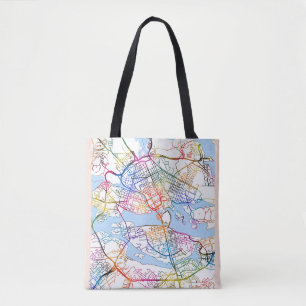 Bolso De Tela Mapa de la ciudad de Estocolmo en Suecia