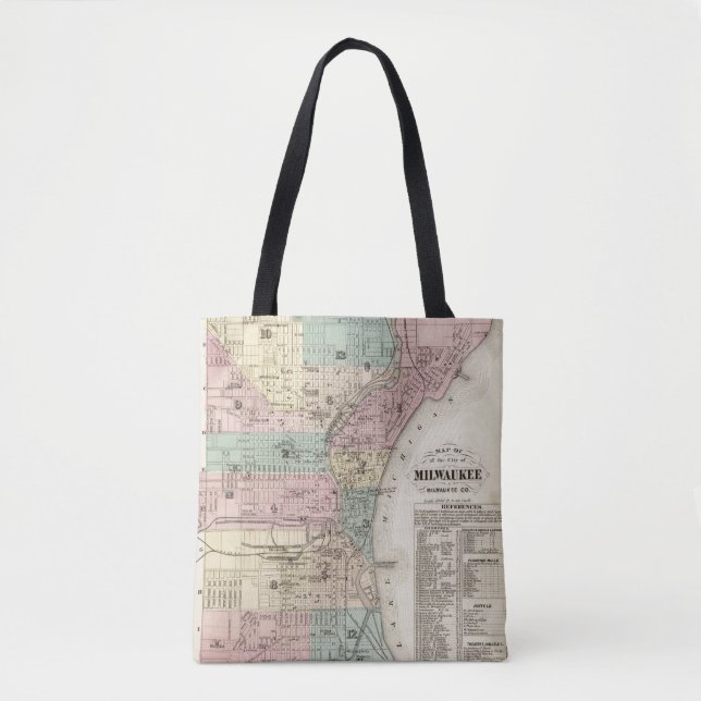 Bolso De Tela Mapa de la ciudad de Milwaukee, Milwaukee Co (Anverso)