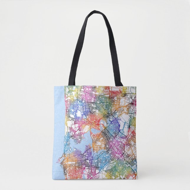 Bolso De Tela Mapa de la ciudad de Perth Australia (Anverso)