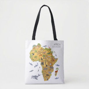 Bolso De Tela Mapa de la flora y de la fauna de África el