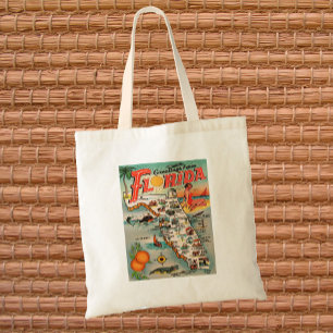 Bolso De Tela Mapa de la Florida del vintage de atracciones