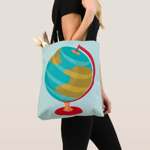 Bolso De Tela Mapa de la Tierra Vintage del Ilustracion Retro Gl