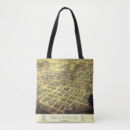 Bolso De Tela Mapa de la vieja época Belleville Illinois USA 186