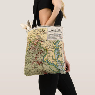 Bolso De Tela Mapa de las batallas de Virginia durante la guerra