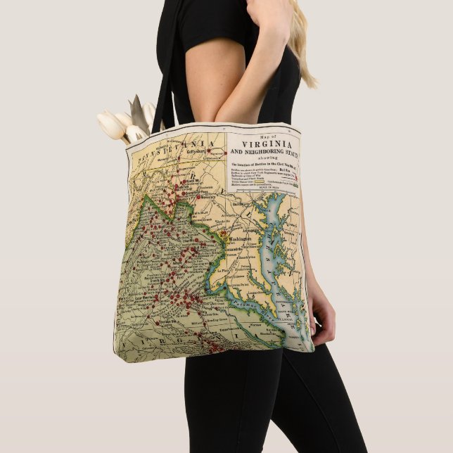 Bolso De Tela Mapa de las batallas de Virginia durante la guerra (Detalle)