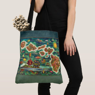 Bolso De Tela Mapa de las Islas Hawái