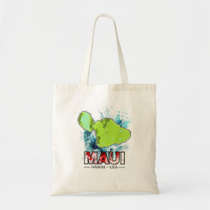 Bolso De Tela Mapa de Maui Hawaii USA con salpicadura de agua oc