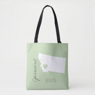 Bolso De Tela Mapa de Montana con nombre personalizado del coraz