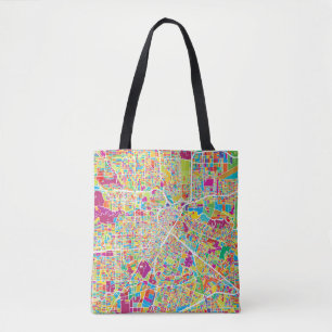 Bolso De Tela Mapa de neón de Houston, Tejas el