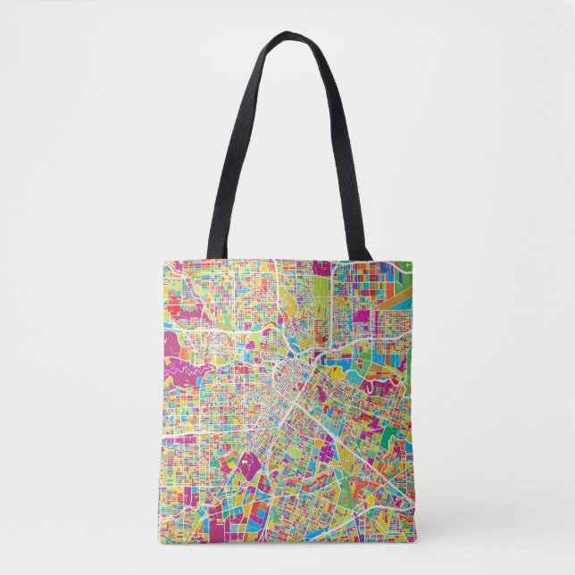 Bolso De Tela Mapa de neón de Houston, Tejas el | (Anverso)