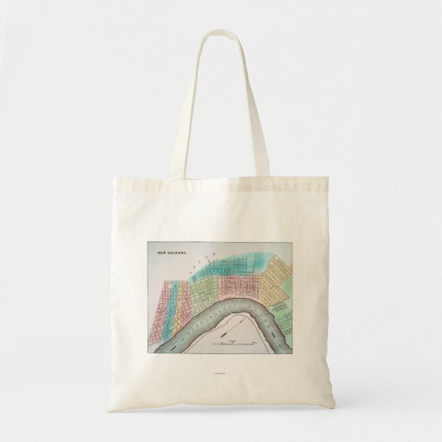 Bolso De Tela Mapa de New Orleans, 1837 (Frente)