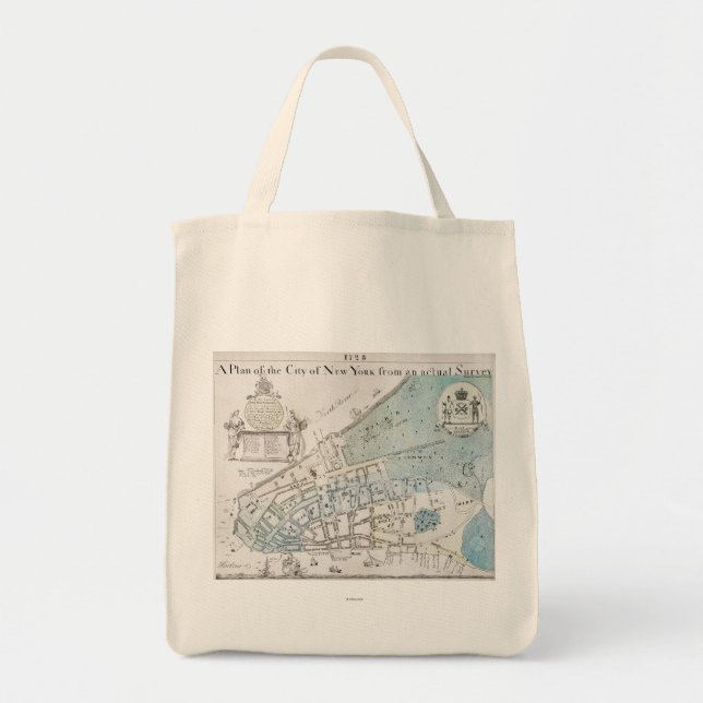 Bolso De Tela Mapa de New York City, 1728 (Frente)