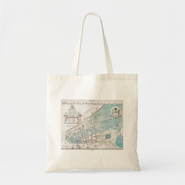 Bolso De Tela Mapa de New York City, 1728 (Frente)