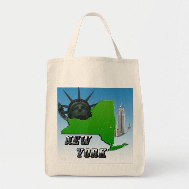 Bolso De Tela Mapa de Nueva York, estatua de la libertad, monume (Frente)