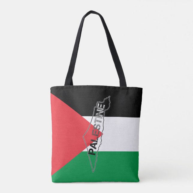 Bolso De Tela Mapa de Palestina Libre con bandera palestina (Reverso)