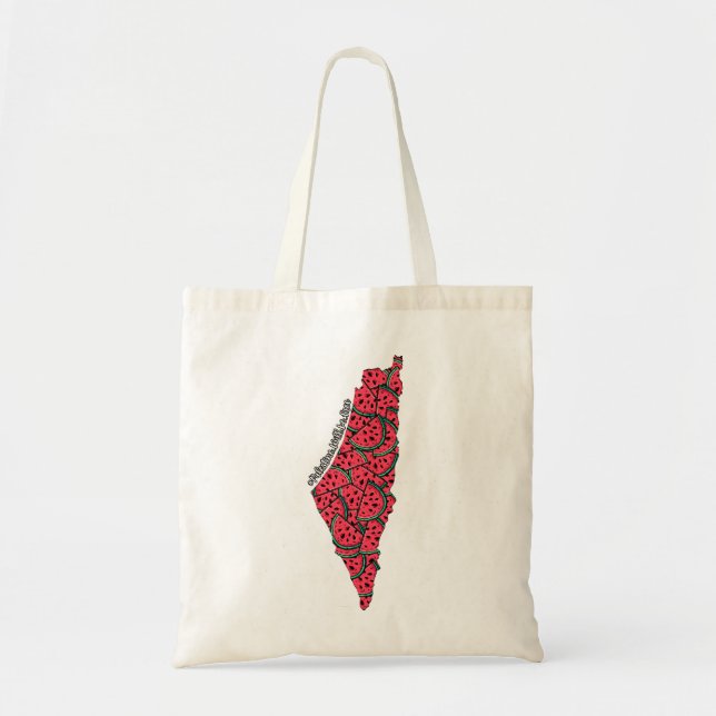 Bolso De Tela Mapa de Palestina lleno de sandías | Palestina lib (Frente)