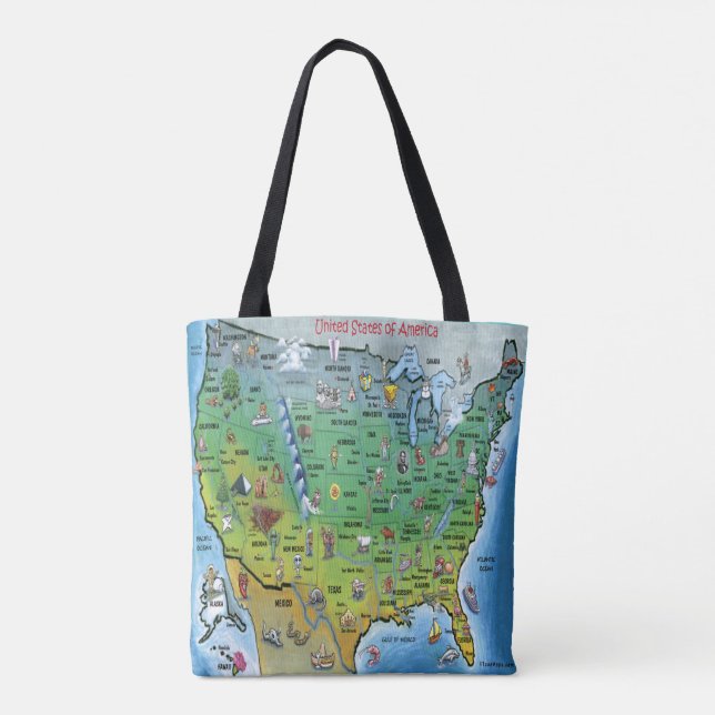 Bolso De Tela Mapa de Personalizados de EE.UU. (Reverso)