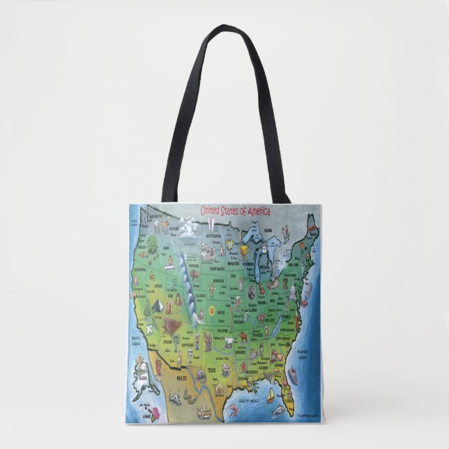Bolso De Tela Mapa de Personalizados de EE.UU. (Anverso)