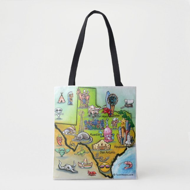 Bolso De Tela Mapa de Personalizados de Texas (Anverso)