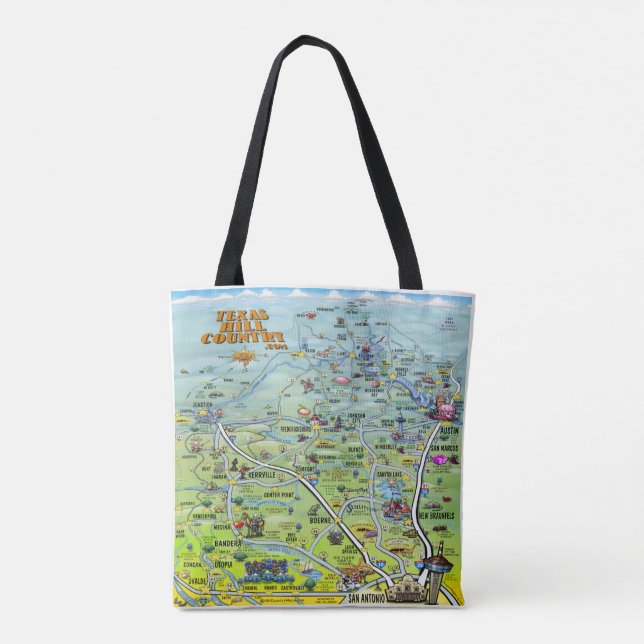 Bolso De Tela Mapa de Personalizados de Texas Hill Country (Reverso)