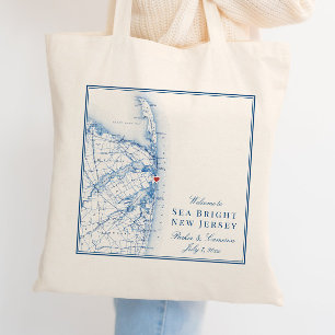 Bolso De Tela Mapa de Sea Bright Nueva Jersey Elegante Bienvenid