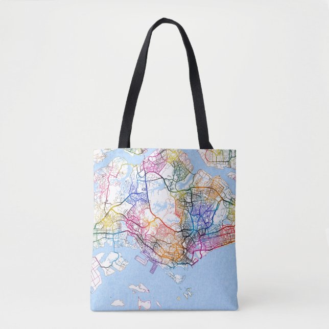 Bolso De Tela Mapa de Singapur (Anverso)