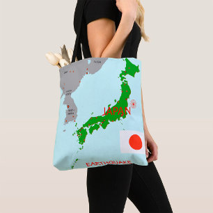 Bolso De Tela Mapa de Terremotos en Japón Actividad Sísmica