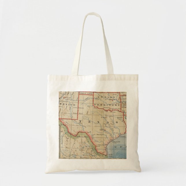 Bolso De Tela Mapa de Texas con pueblos y ríos de la antigüedad  (Frente)