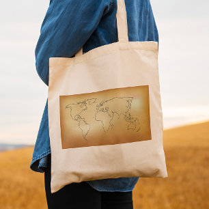 Bolso De Tela Mapa de Tote Bag del Viejo Mundo