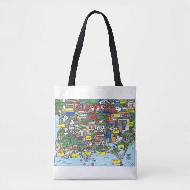 Bolso De Tela Mapa de tote de Isla Vista (Anverso)
