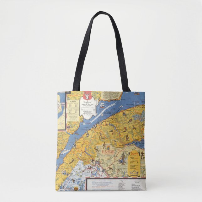 Bolso De Tela Mapa de Vacanes, Quebec, Gaspesie (Canadá) (Anverso)