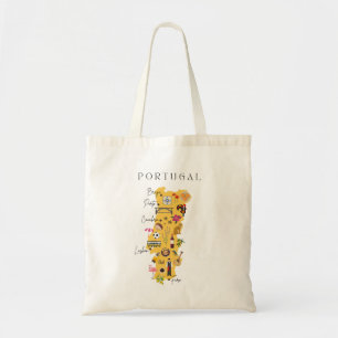Bolso De Tela Mapa de viaje de Portugal (Impresión a un lado)