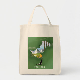 Bolso De Tela Mapa de viaje ilustrado de Pakistán.