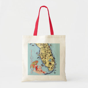 Bolso De Tela Mapa de viajes vintage de Florida mujer en la play