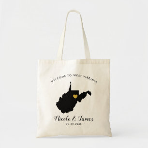 Bolso De Tela Mapa de Virginia Occidental Boda Bag de bienvenida