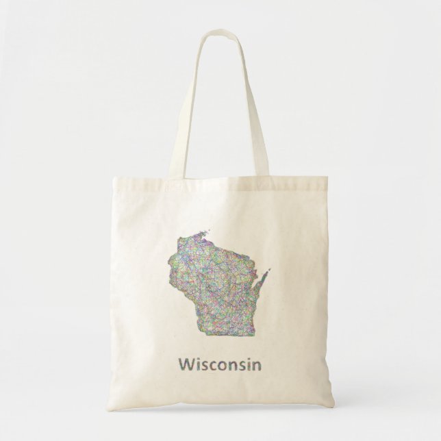 Bolso De Tela Mapa de Wisconsin (Frente)