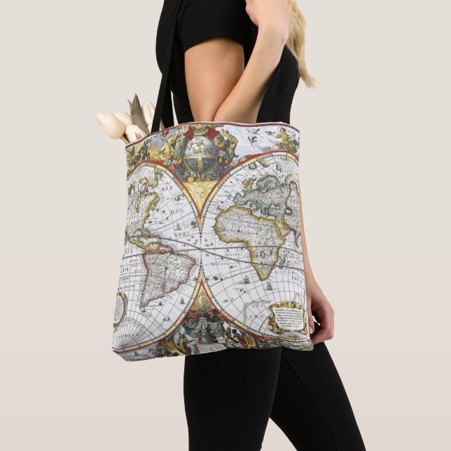 Bolso De Tela Mapa del Antiguo Mundo de Hendrik Hondius, 1630 (Detalle)