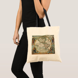 Bolso De Tela Mapa del Antiguo Mundo de las Américas, 1597