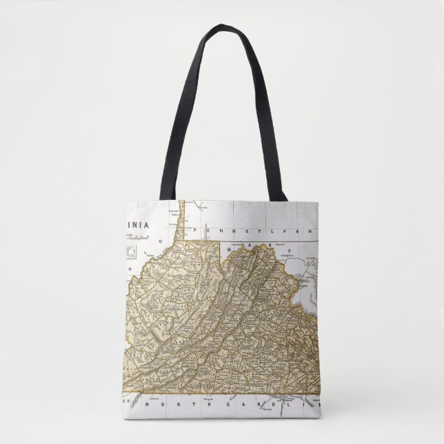 Bolso De Tela Mapa del atlas de Virginia (Anverso)