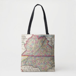 Bolso De Tela Mapa del condado de Virginia, y de Carolina del