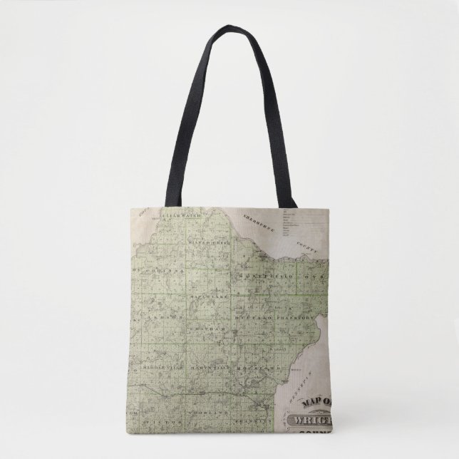 Bolso De Tela Mapa del condado de Wright, Minnesota (Anverso)