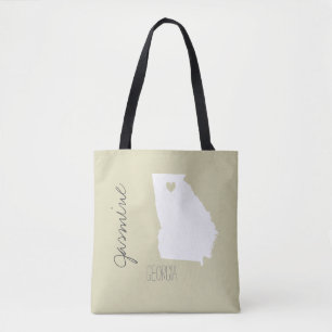 Bolso De Tela Mapa del estado de Georgia con nombre de personali