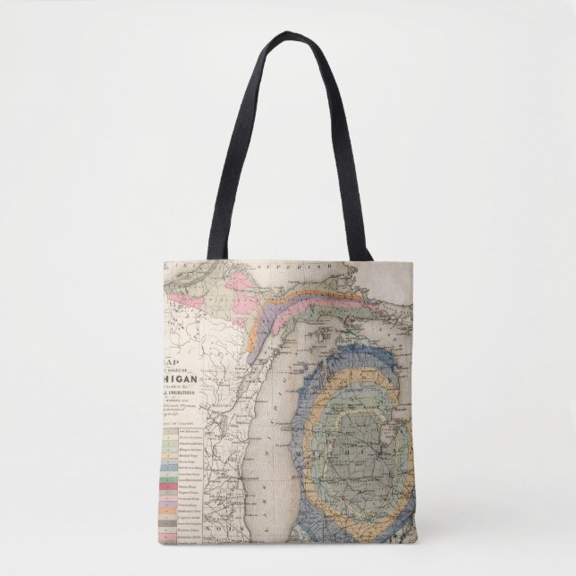 Bolso De Tela Mapa del estado de Michigan (Anverso)