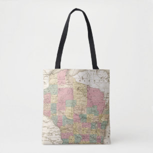 Bolso De Tela Mapa del estado de Wisconsin