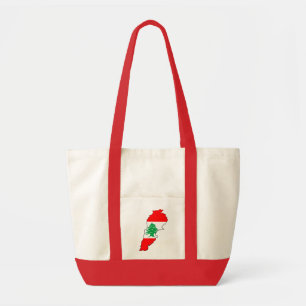Bolso De Tela Mapa del Líbano con bandera