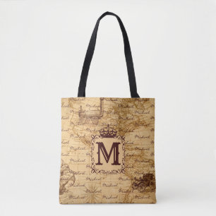 Bolso De Tela Mapa del mundo antiguo antiguo real del rey rústic