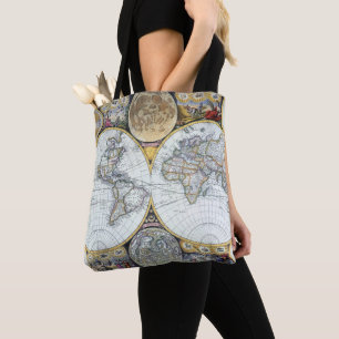 Bolso De Tela Mapa del Mundo Antiguo, Atlas Maritimus de John Se