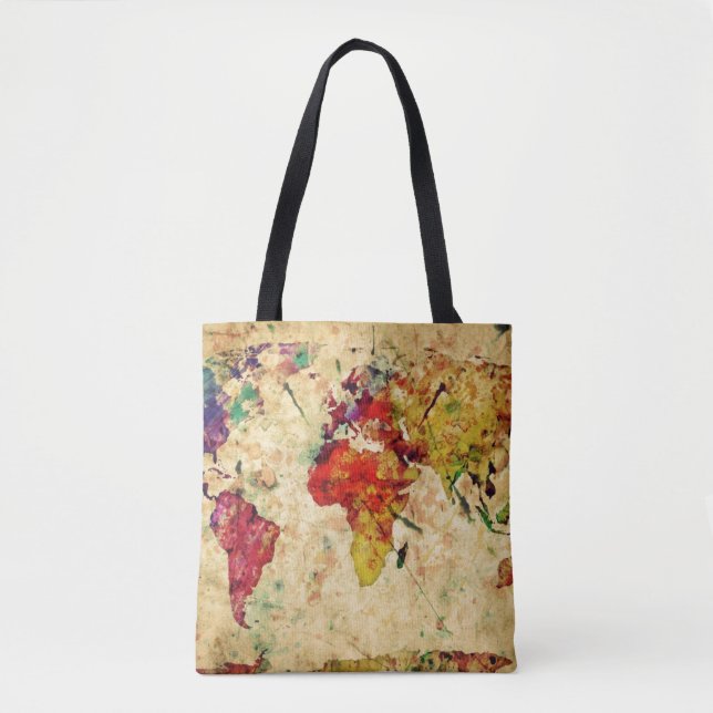 Bolso De Tela Mapa del mundo del vintage (Anverso)