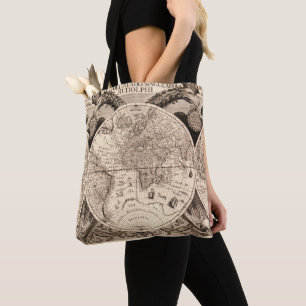 Bolso De Tela Mapa del mundo del vintage