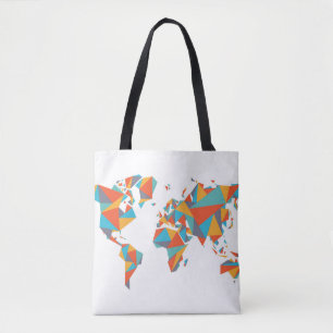 Bolso De Tela Mapa del mundo geométrico abstracto